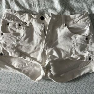 White jean shorts.